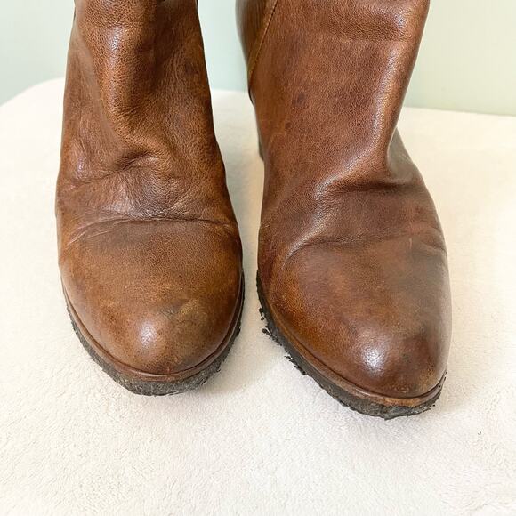 Stuart Weitzman Boots Women 9M Brown Leather Wedge Clog Almond Toe Ankle SPAIN - Picture 12 of 14